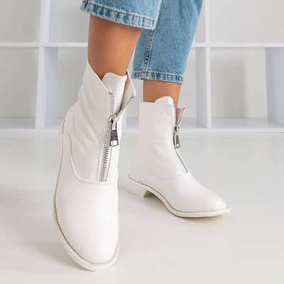 Dámské bílé kotníkové boty s plochou patou Klyunia - Obuv