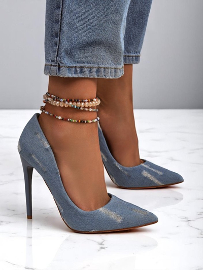 Royalfashion Dámské lodičky na vysokém podpatku Denim Chic