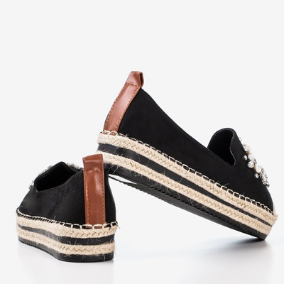 Černé espadrily na platformě s krystaly Mraque - Footwear 1