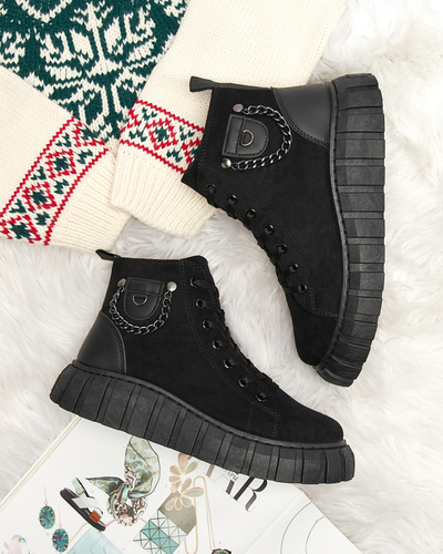 Černé dámské šněrovací sportovní boty s ozdobami Tamti - Obuv