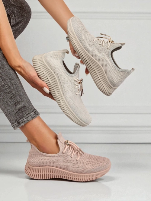 Aurelia Rosa – жіночі спортивні туфлі Royalfashion з тканини, рожеві, плоский каблук