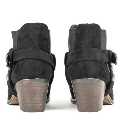 Czarne botki na niskim słupku a'la kowbojki Asiene - Obuwie