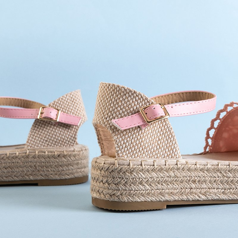 Světle růžové sandály na platformě espadrilky Ritisa - Boty