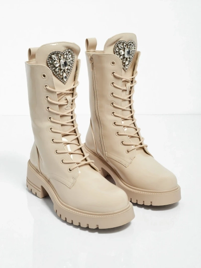 Lakované šněrovací dámské boty na platformě Emelune