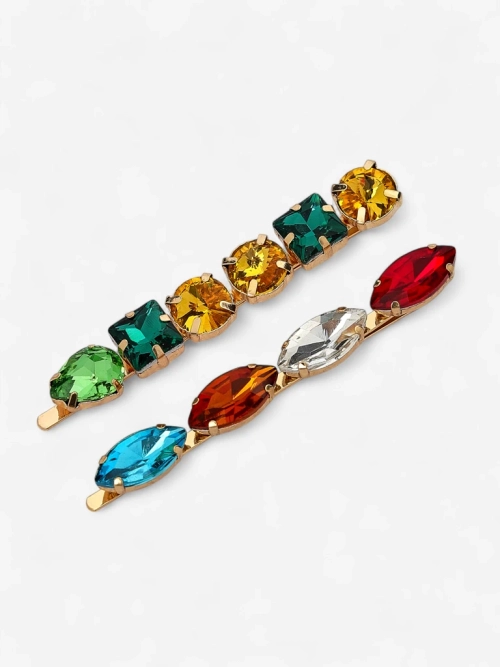 Royalfashion Шпильки для волосся з кольоровими кристалами