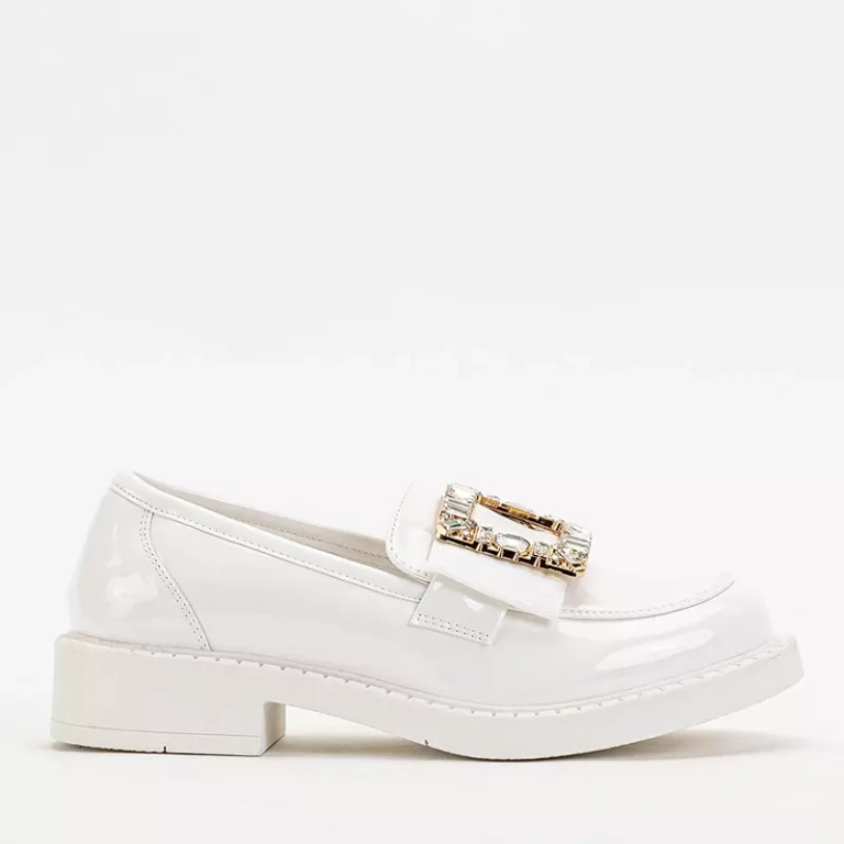 OUTLET Bílé dámské boty s krystaly Iolara - Obuv