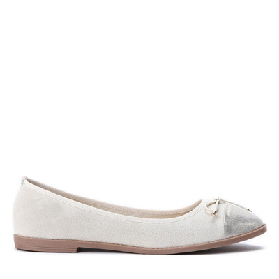 Beżowe baleriny z kokardką Mia - Obuwie