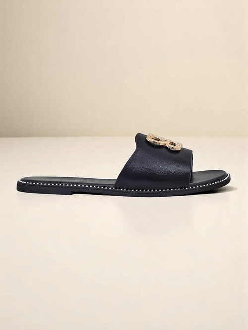 Royalfashion Жіночі шльопанці на плоскій підошві Aura Gold