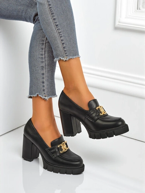 Жіночі туфлі Nero Aurora на підборах із золотою пряжкою, екошкіра