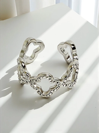 Bransoletka Ariadne Silverita z krystaly – stříbrná, geometrický vzor glamour