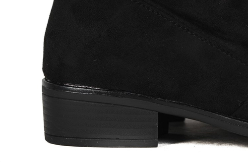 Czarne, zamszowe kozaki - Obuwie