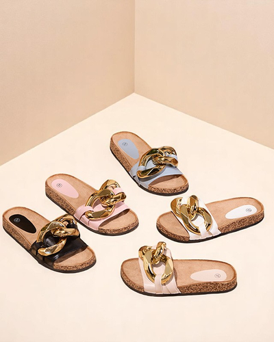 Dámské béžové pantofle se zdobením Sofig-Footwear