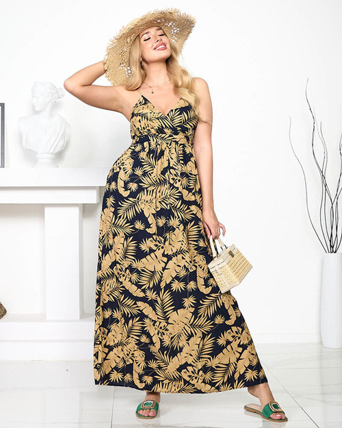 Червона жіноча сукня максі з візерунком на бретелях - Одяг