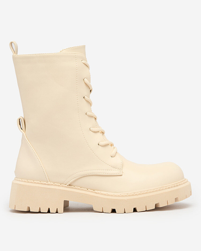 Royalfashion Béžové dámské šněrovací kozačky Vacavva