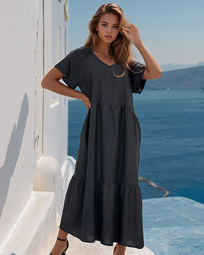 Royalfashion Dámské jednoduché midi šaty