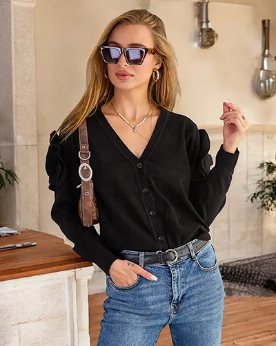 Royalfashion Dámský svetr bez knoflíků