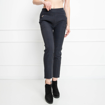Dámské tmavě modré kostkované treggings - Oblečení
