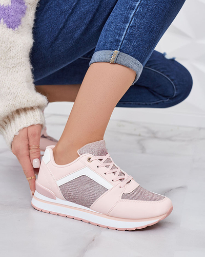 Růžové dámské sportovní tenisky se třpytkami Berilan - Obuv