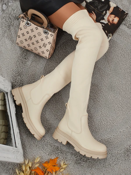 Dlouhé dámské nazouvací kozačky Orlina