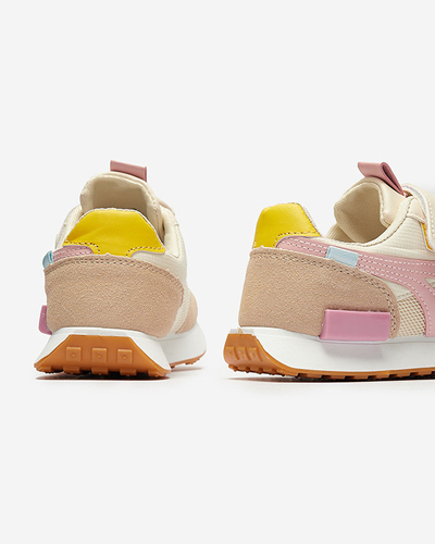 OUTLET Спортивне взуття для дівчаток бежево-рожевого кольору Kaxo- Footwear
