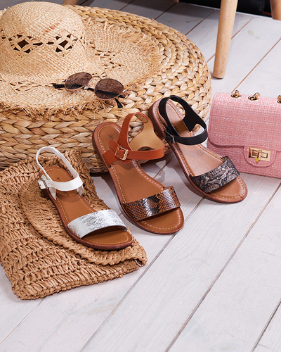 Dámské sandály s černým embosováním Xetera - Boty