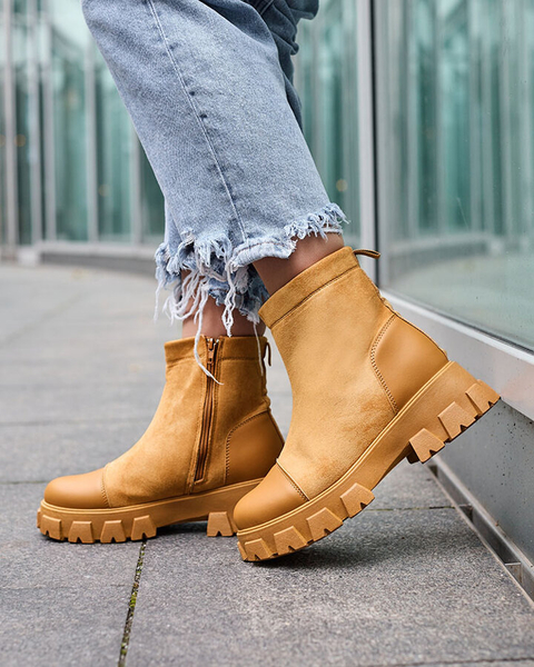 Royalfashion Жіночі черевики на плоскому каблуці з верблюжої шкіри Leffoi