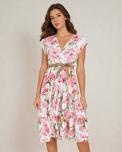 Royalfashion Жіноча сукня міді з квітковим візерунком