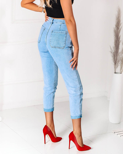 Dámské džínové kalhoty mom jeans v modré barvě- Oblečení