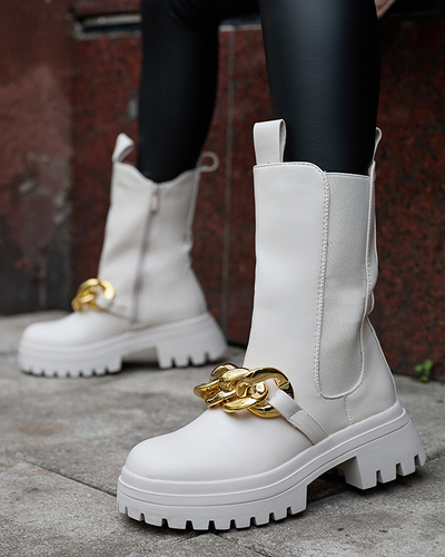 Жіночі черевики з ланцюжком бежевого кольору Evves- Footwear