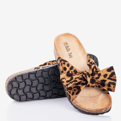 Hnědé dámské žabky s leopardím lukem Sunshine - Footwear 1