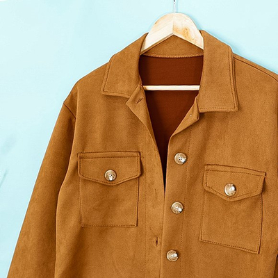 Dámská hnědá nadměrná košile z eko-semiše - Oblečení