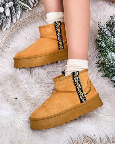 Royalfashion Dámské krátké kozačky a'la snow boots s ornamentem Erititta