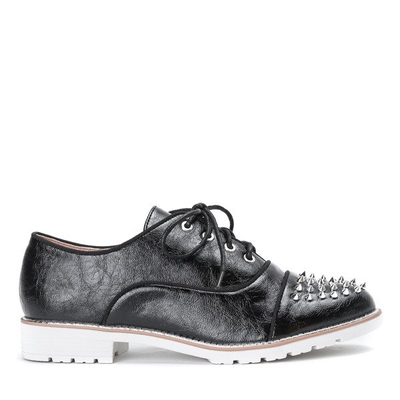 Černé boty z ekologické kůže s ozdobnými cvočky Amie - Obuv