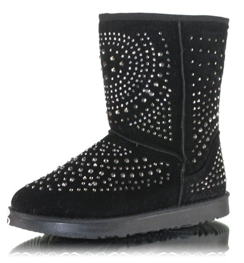 Czarne śniegowce emo z dżetami - Obuwie