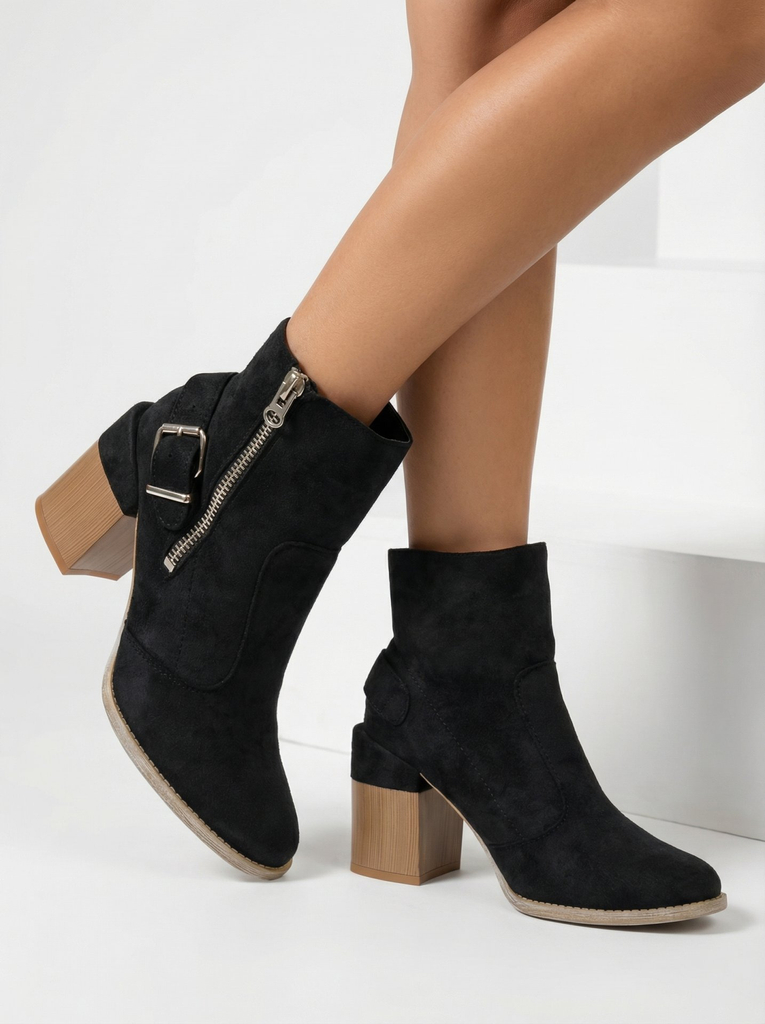 Royalfashion Černé dámské boty na vysokém jehlovém podpatku z ekokůže Acimra