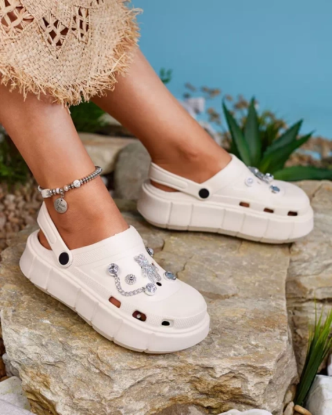 Royalfashion Krémové dámské gumové žabky Kooranza