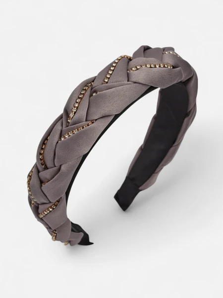 Royalfashion Čelenka do vlasů s pletením v copu zdobená zirkony