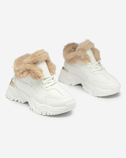 Білі утеплені кросівки з оздобленням Flixi