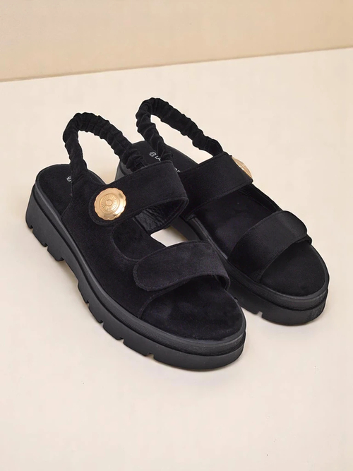 Сандалі жіночі Royalfashion Anthea Nero – чорна замша, платформа 5 см