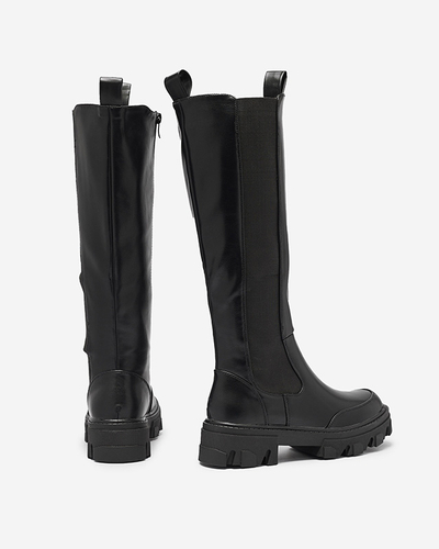 Жіночі ботфорти з екошкіри чорного кольору Ohirca- Взуття