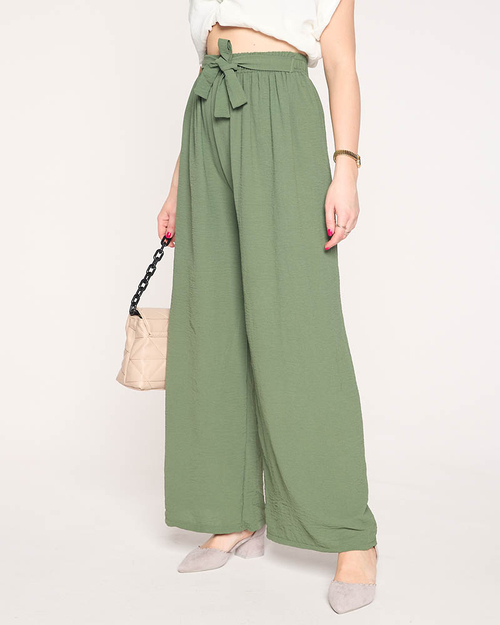 Жіночі широкі зелені штани палаццо - Одяг