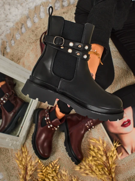 Vyšší dámské kotníkové boty z eko kůže Pearl Mist