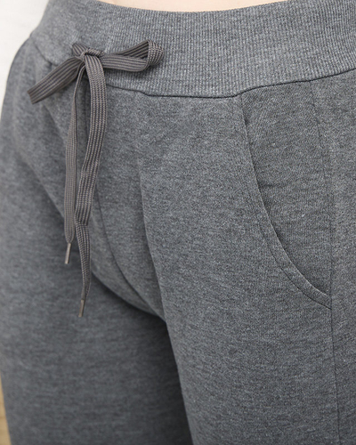 Dámské zateplené tepláky v šedé barvě- Oblečení