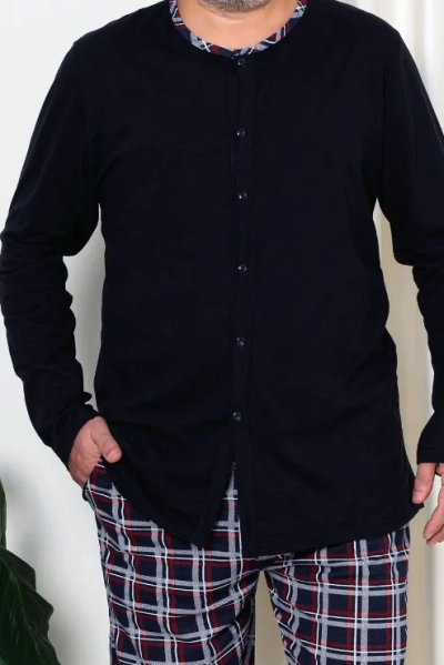 Royalfashion Pánské bavlněné kostkované pyžamo PLUS SIZE