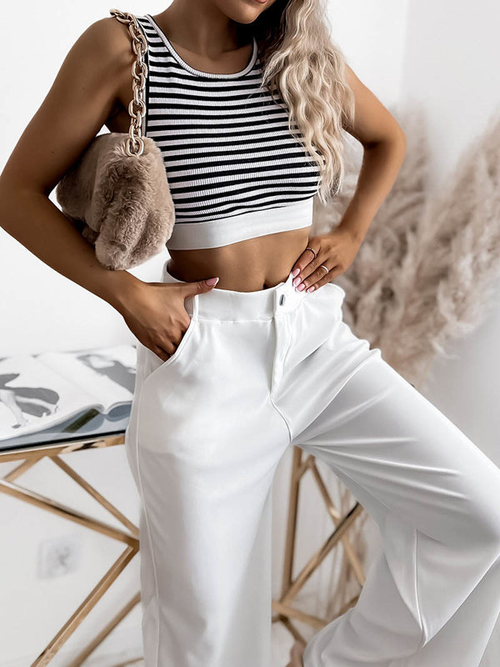 Широкі жіночі штани білого кольору - Одяг