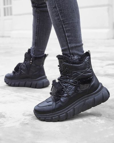 Černé sněhule z ekokůže se zirkony Armof - Obuv