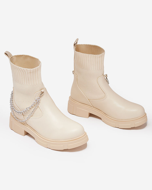 Бежеві жіночі черевики з верхом а'ля носок Foldaf- Footwear