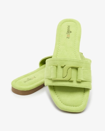 Royalfashion Neonově zelené dámské žabky s přezkou Rydr
