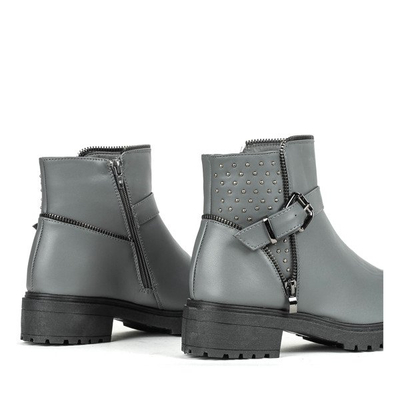 Szare botki na płaskim obcasie Oh Lala - Obuwie