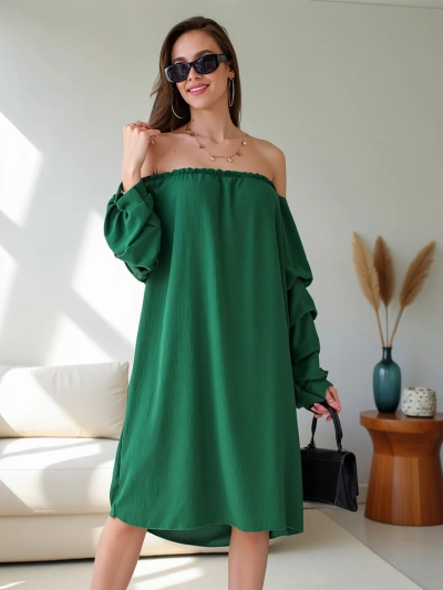 Royalfashion Hladké dámské šaty ve španělském stylu s volány